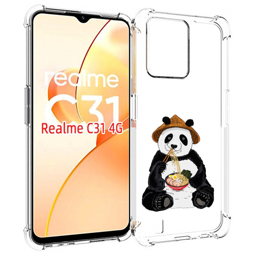 Чехол MyPads панда-любит-лапшу для OPPO Realme C31 задняя-панель-накладка-бампер