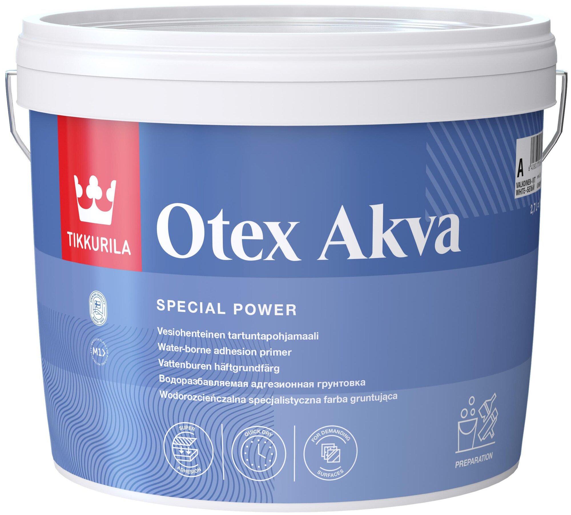 Грунтовка универсальная Tikkurila Otex Akva, 0.9 кг, 0.9 л, белый