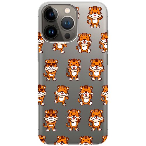 Силиконовый чехол на Apple iPhone 14 Pro Max / Эпл Айфон 14 Про Макс с рисунком Tigers Pattern силиконовый чехол на apple iphone 14 эпл айфон 14 с рисунком tigers pattern soft touch желтый