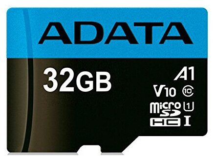 Карта памяти 32GB ADATA AUSDH32GUICL10A1-RA1 microSDHC Class 10 UHS-I A1 100/20 MB/s (SD адаптер)