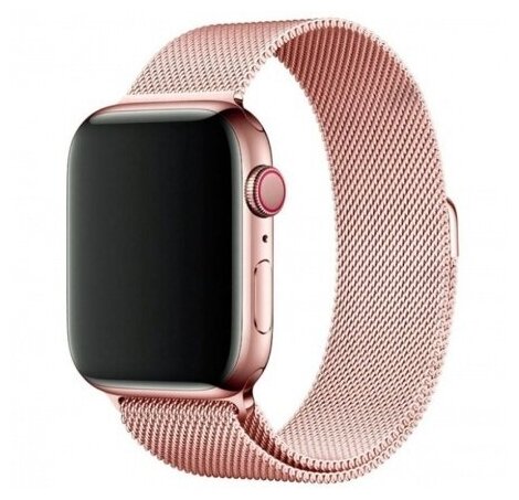 Ремешок миланcкий из нержавеющей стали для Apple Watch 42/44/45мм (10), красное золото, на магните