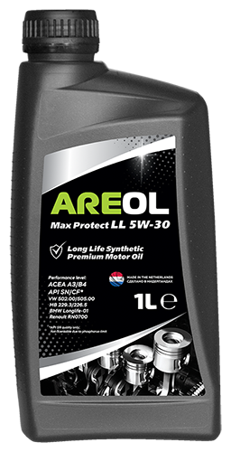 AREOL Max Protect LL 5W-30 (1L)_масло моторное! синт.\ ACEA A3/B4, API SN/CF, MB 229.3/226.5 5W30AR012