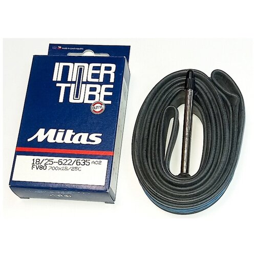 Велокамера Mitas 700 * 18/25 (18/25-622/635) Presta (FV), нипель 80 мм велокамера bbb biketube 26x1 00 1 50 fv 33mm black