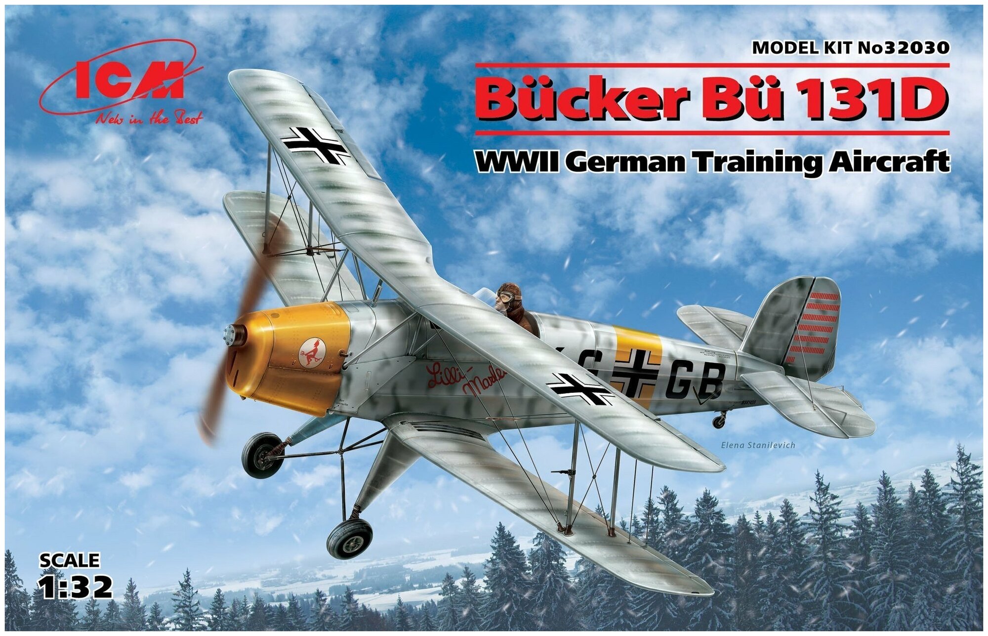 ICM Сборная модель Bucker Bu 131D Немецкий учебный самолет Второй мировой войны, 1/32