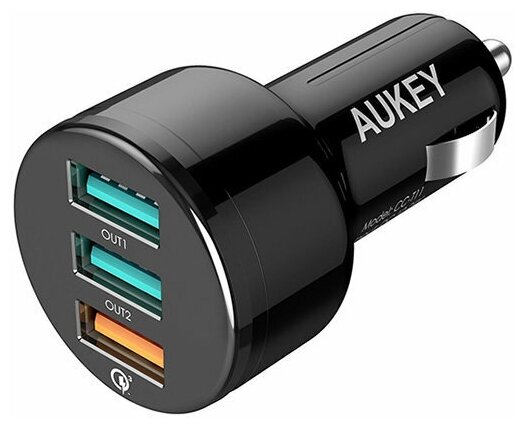 Автомобильная зарядка Aukey CC-T11, 3 USB, Quick Charge 3.0