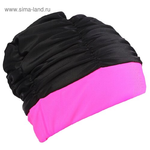 фото Onlytop шапочка для плавания взрослая, объёмная, лайкра, обхват 54-60 см, цвет чёрный/розовый