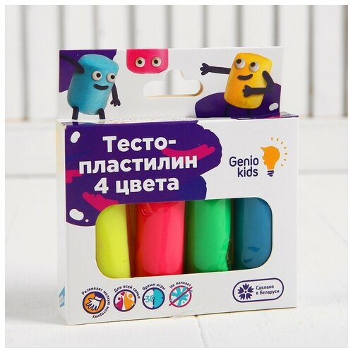 Набор для детской лепки «Тесто-пластилин 4 цвета» набор для детской лепки тесто пластилин неоновые цвета та1016 4 цвета 3 упаковка