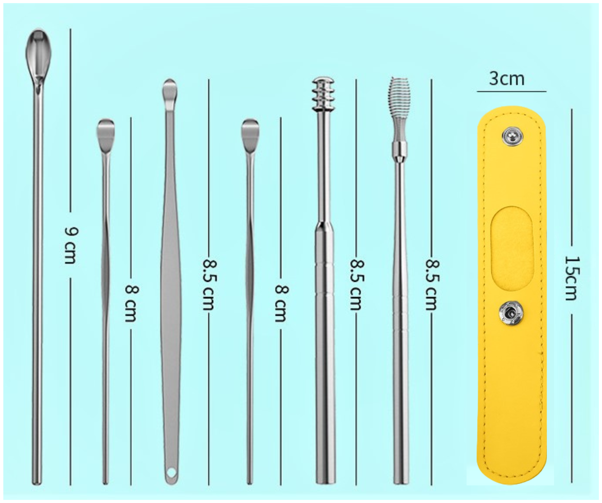 Удобный набор для чистки ушей из нержавеющей стали, 6 шт