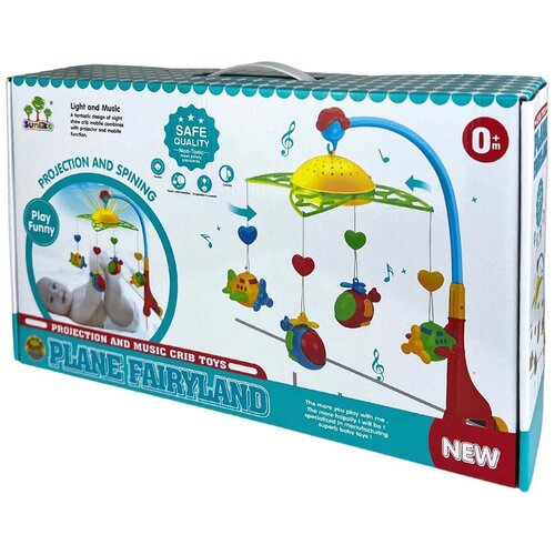 Мобиль на кроватку Детский, Карусель музыкальная, Игрушка, Проектор, на Автокресло, Со светом и звуком