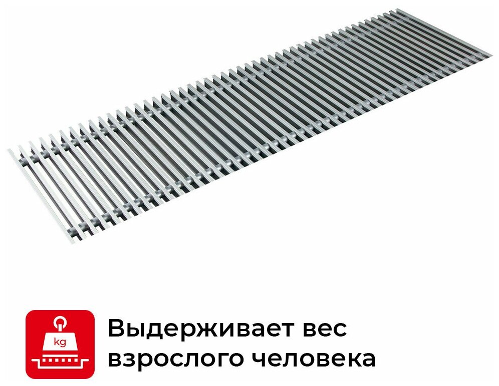 Решетка для внутрипольного конвектора алюминиевая PPA 350 - 2300 - фотография № 3