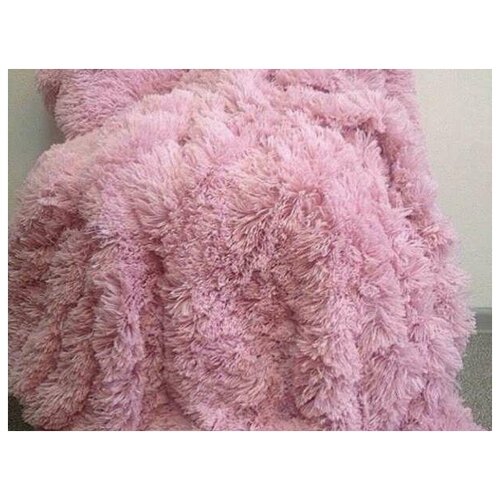 Плед травка с длинным ворсом 220 х 240 см розовый- искусственный мех евро размер