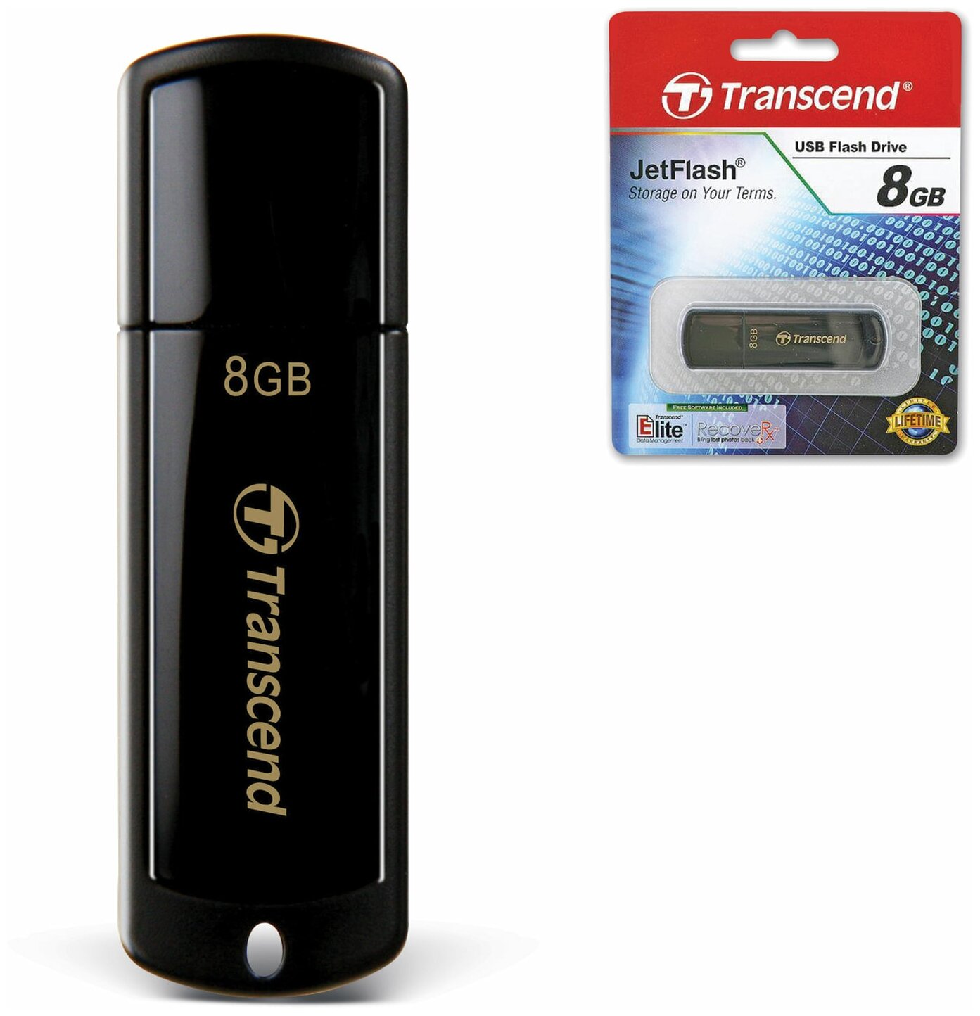 Накопитель USB 2.0 8Гб Transcend TS8GJF350, черный