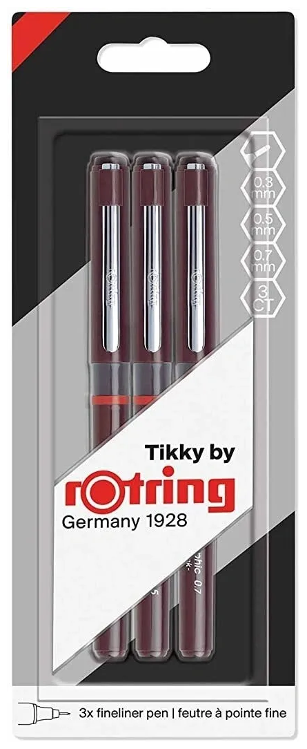 Rotring Набор капиллярных ручек "Tikky Grafic", 3 шт.