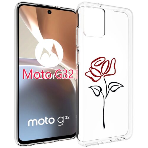Чехол MyPads цветок в одну линию для Motorola Moto G32 задняя-панель-накладка-бампер