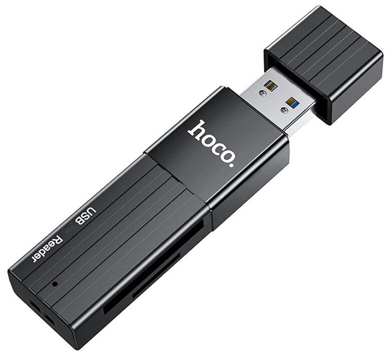 Картридер HOCO HB20 USB переходник USB 2.0 для SD и Micro SD черный