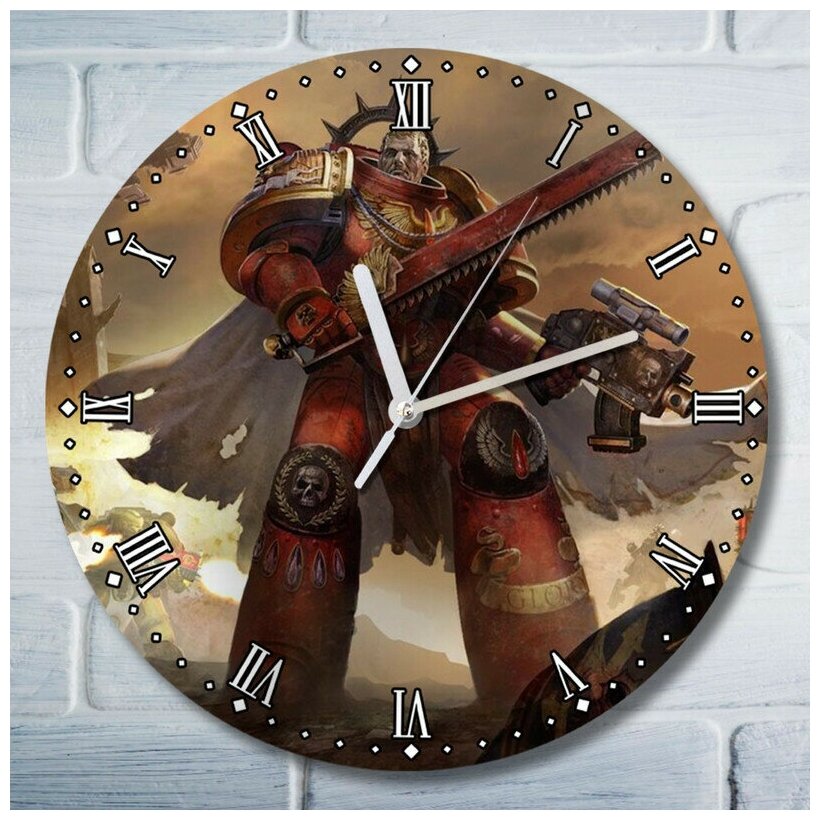 Настенные часы УФ с рисунком, диаметр 28см игры Warhammer 40000 Space Marine (вархаммер 40000, PS, Xbox, PC, Switch) 4699