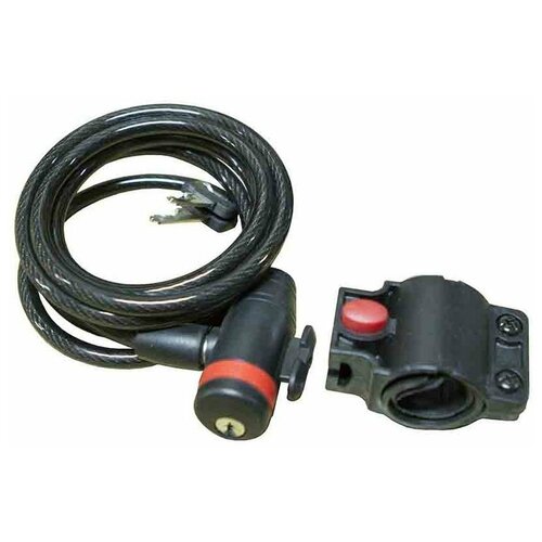 Замок TY-511-1 спиральный 8х1800мм с ключом и держателем, чёрный, в торг. уп.