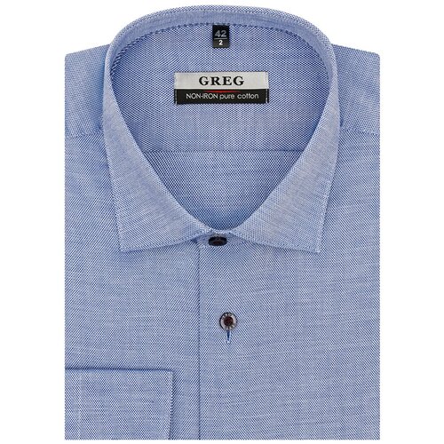 фото Рубашка мужская длинный рукав greg 223/111/0993/1p, , цвет голубой, рост 174-184, размер ворота 42
