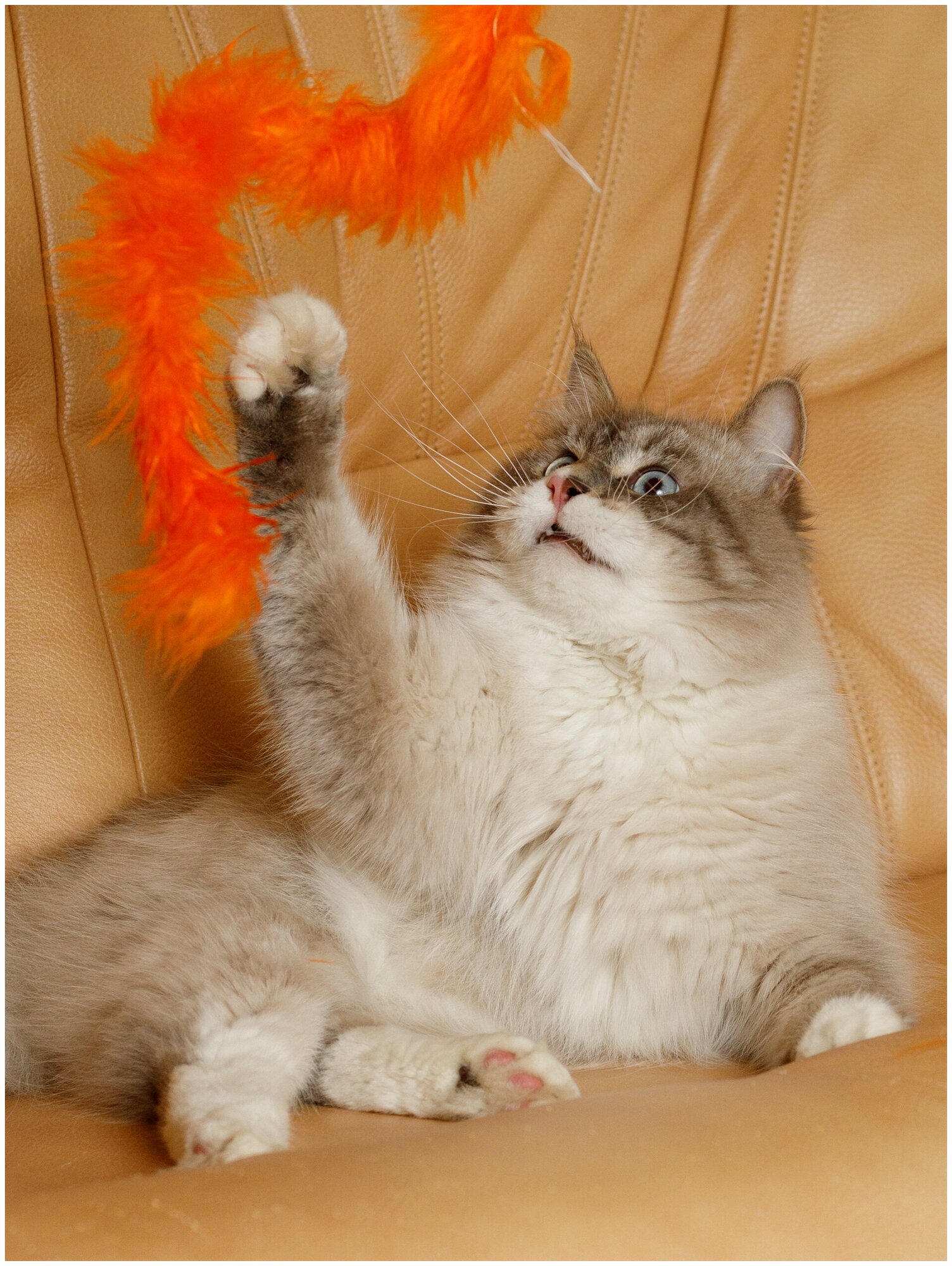 Игрушка для кошек и котят Japan Premium Pet пушистая дразнилка в виде жирафа, цвет оранжевый. - фотография № 8