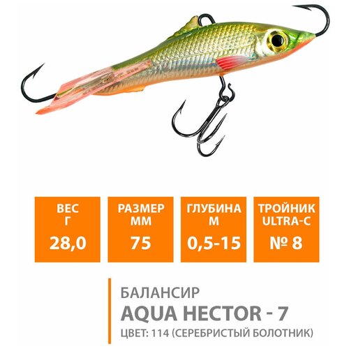 фото Балансир для зимней рыбалки aqua hector-7 75mm 28g цвет 114
