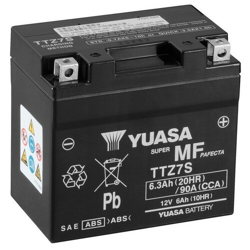 Аккумулятор для мото Yuasa TTZ7S 12В 6Ач 90CCA 113x70x105 мм Обратная (-+)