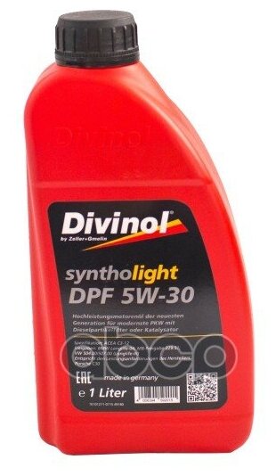 Синтетическое моторное масло Divinol Syntholight DPF 5W-30, 4 л ...