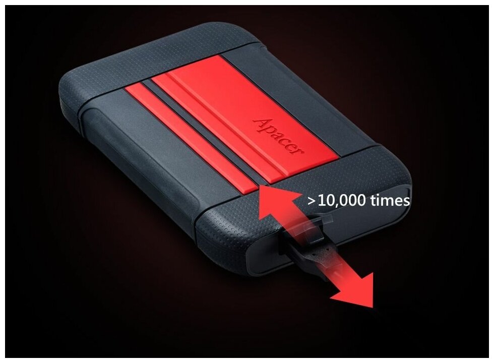 2.5" 1TB Apacer AC633 AP1TBAC633R-1 USB 3.2 Gen 1, Military-Grade Shockproof, Red, RTL - фото №3