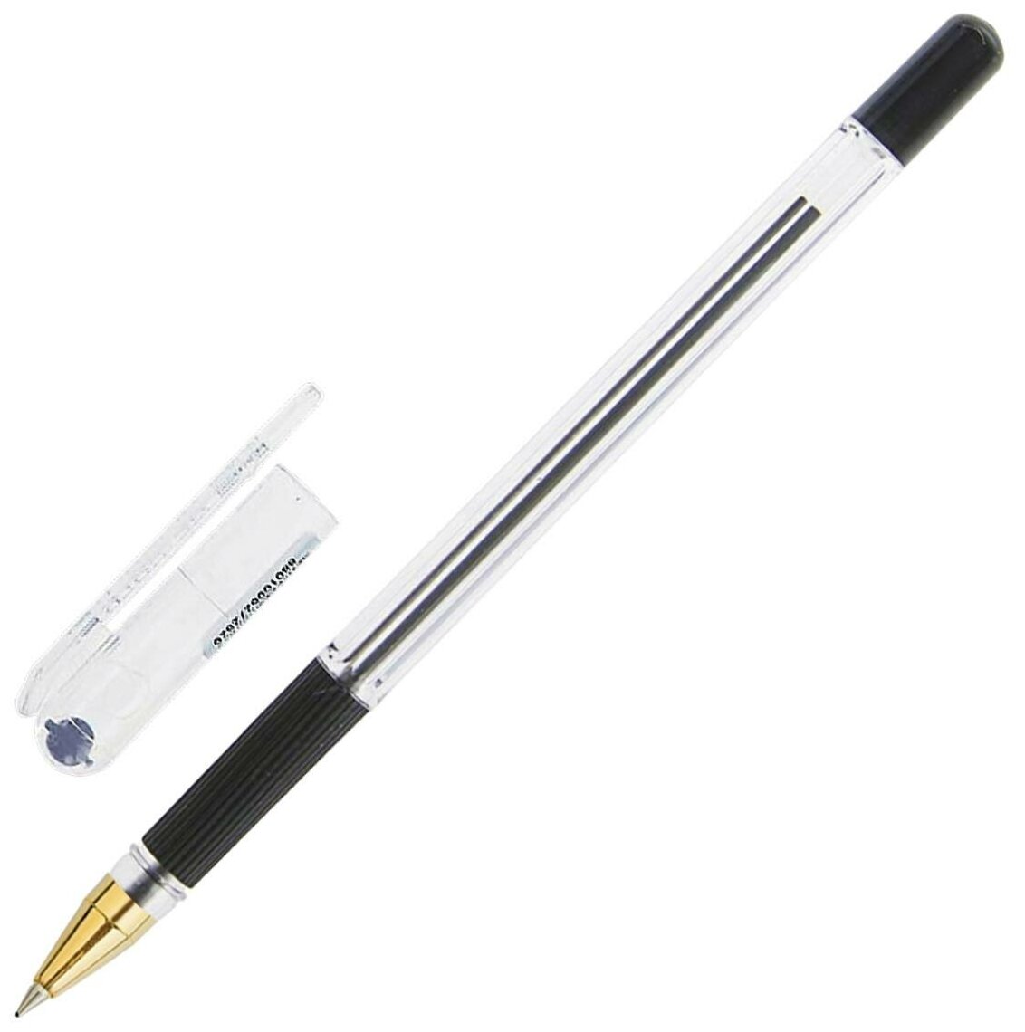 Ручка шариковая MunHwa масляная "MC Gold", корпус прозрачный, 0,5 мм, линия 0,3 мм, черная (BMC-01)
