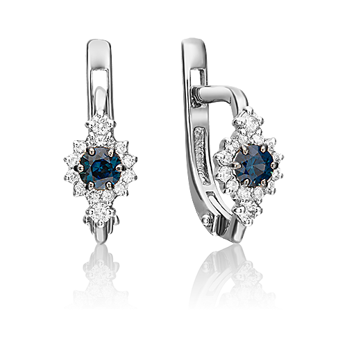 Серьги PLATINA из золота 585 пробы с сапфиром, бриллиантом