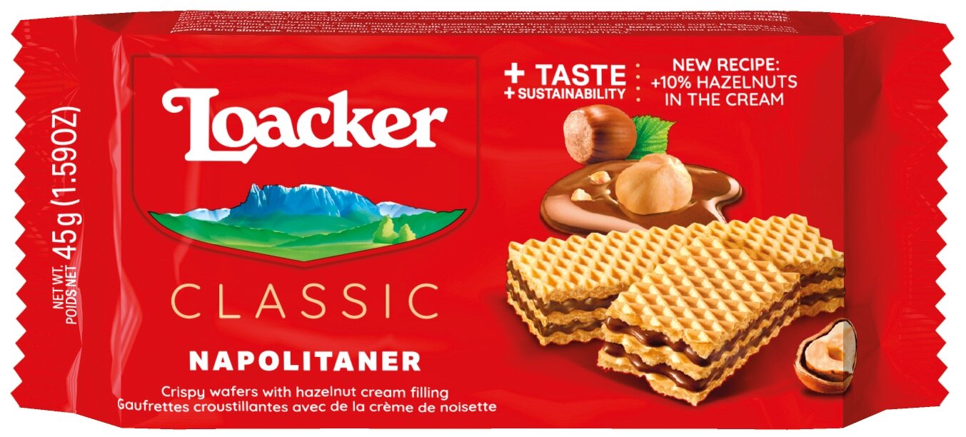 Вафли Loacker Classic Napolitaner (ореховая начинка), 8шт по 45 г - фотография № 2