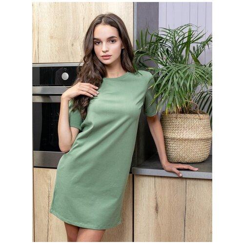 фото Платье-футболка lingeamo, хлопок, повседневное, мини, размер 46-48, бордовый