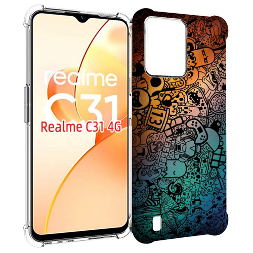 Чехол MyPads стикеты в тени для OPPO Realme C31 задняя-панель-накладка-бампер чехол mypads лев в тени мужской для oppo realme c31 задняя панель накладка бампер