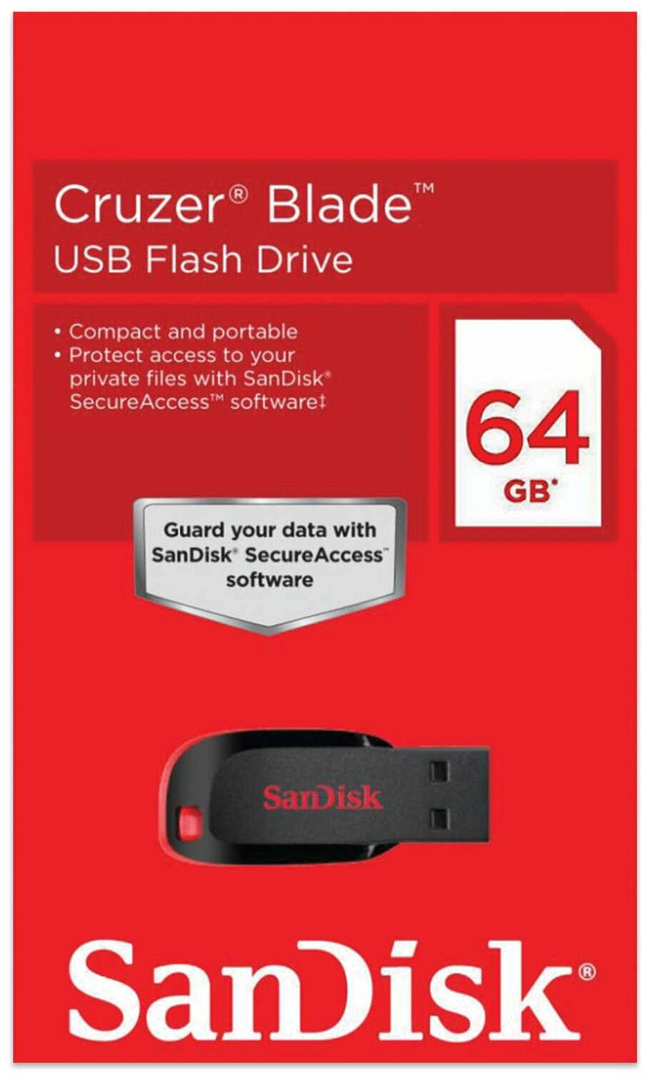 Флеш-накопитель USB 64GB SanDisk Cruzer Blade чёрный - фотография № 4