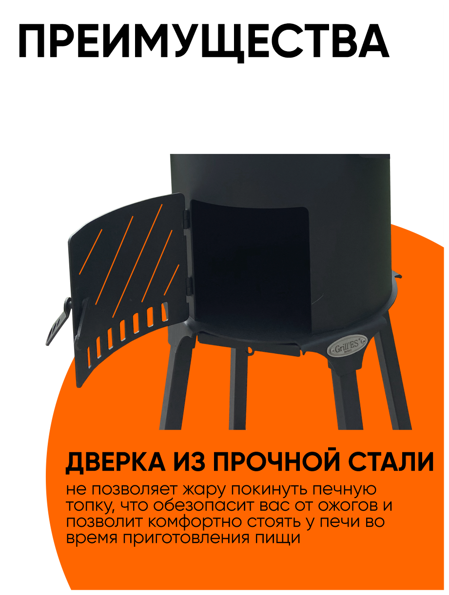 Печь очаг для казана, печь под казан разборный с дверкой, шибером и трубой в комплекте - фотография № 7