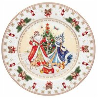 Тарелка обеденная Дед Мороз и Снегурочка 27см