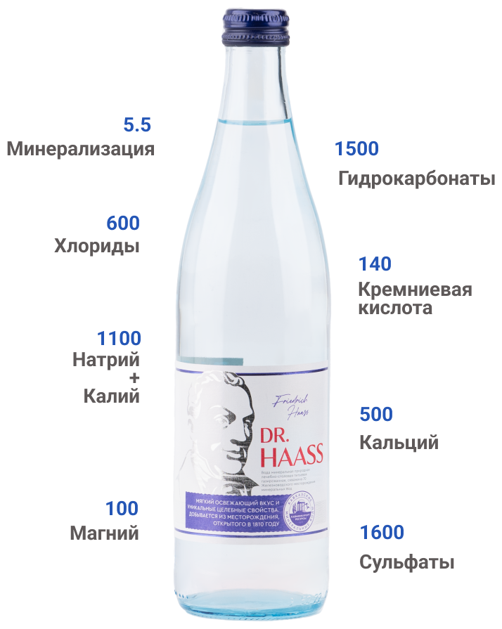 Минеральная вода Доктор Гааз газированная природная питьевая 1шт 0,5л стекло - фотография № 4