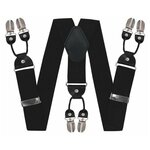 Подтяжки для брюк широкие (4 см, 6 клипс, Черный) 55140 - изображение