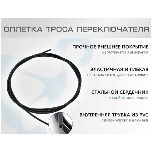 Оплетка тросика переключения 4 мм Alhonga черная, 2 метра аэрозоль смазка для цепи kms