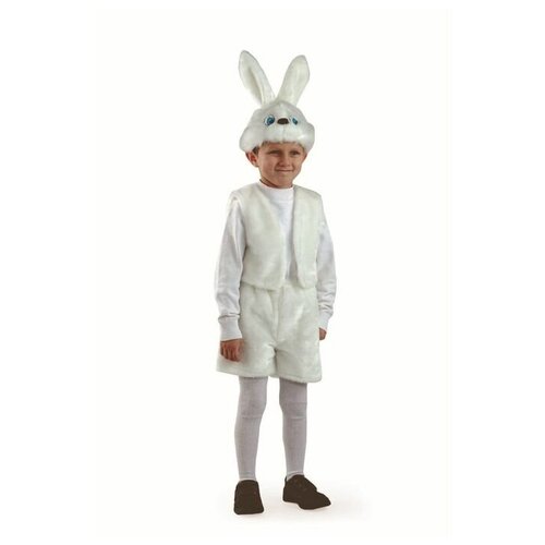 костюм заяц белый мех детский 28 110 см Карнавальный костюм «Заяц белый», мех, маска, жилет, шорты, р. 28, рост 110 см