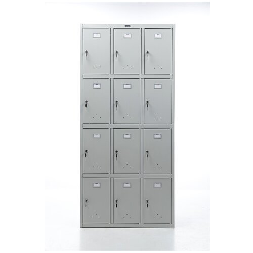 Шкаф металлический для раздевалок практик LS/LE-34, шкаф локер, шкаф распашной, 12 полок, с ключевым замком, модульный, ВхШхГ: 1830х850х500 мм