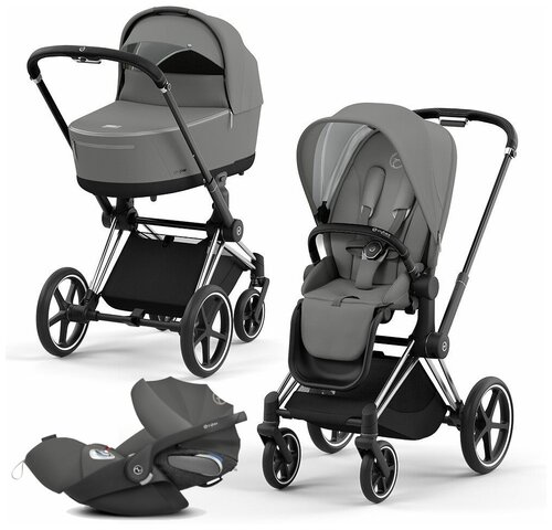 Коляска 3 в 1 Cybex PRIAM IV Soho Grey шасси Chrome/Black