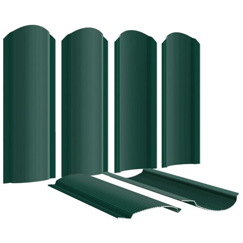 Штакетник металлический / евроштакетник Фигурный Полукруглый на забор (двусторонний цвет RAL 6005/6005 Зеленый Мох, высота 1.25м, ширина 110мм, 10 шт)