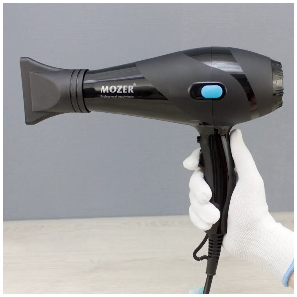 Фен для укладки волос Mozer Edition 3100/2 скорости/3 режима нагрева/кнопка холодного воздуха/2 насадки/реальная max мощность 2800 Вт