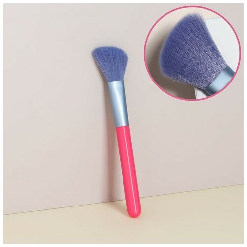 Кисть для макияжа, скошенная «PENCIL», 15 см, цвет розовый/фиолетовый кисть для макияжа pencil скошенная 15 см цвет розовый фиолетовый
