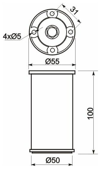 Опора регулируемая NM-BD867-100 50х100мм, алюминиевая, 100кг - фотография № 2