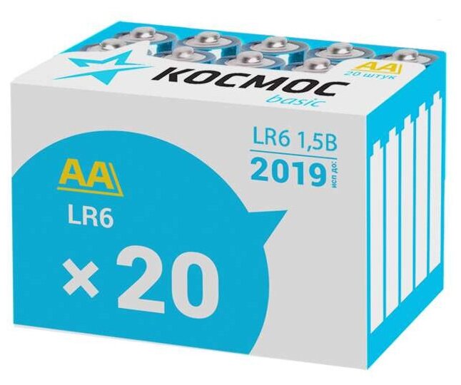 Элемент питания алкалиновый LR LR6 (уп.20шт) Космос космос KOCLR620BOX (1 упак)