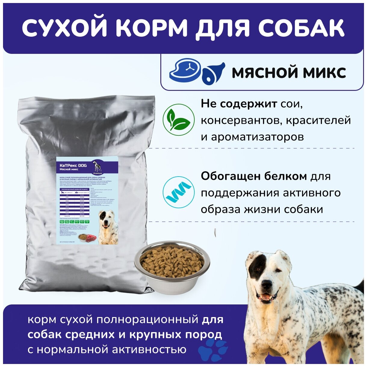 Сухой корм для собак КаТРекс Мясной микс - 15 кг