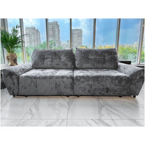 Диван в стиле Лофт, мягкий, велюр серый