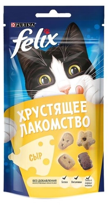 Лакомство для кошек Felix Хрустящее лакомство со вкусом сыра, 60 г - фотография № 5