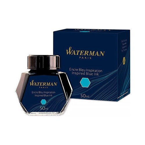 waterman s0110810 флакон с голубыми чернилами южное море south sea blue waterman Флакон с чернилами для перьевой ручки, цвет: South Sea Blue